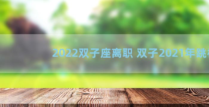 2022双子座离职 双子2021年跳槽